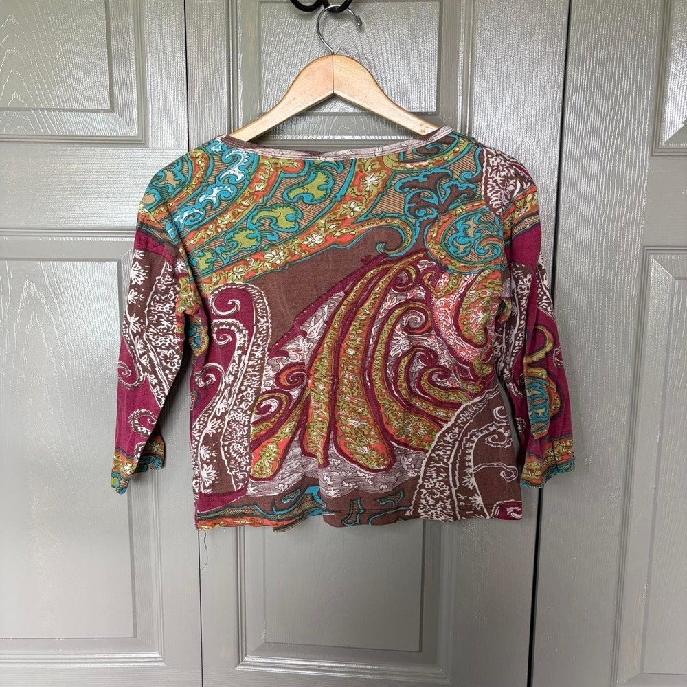y2k paisley beaded blouse Size S fairy festival cottagecore preppy summer - Picture 4 of 6